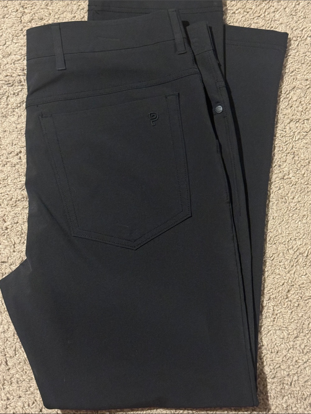 Black Public Rec Black performance Pants with Subtle Pocket Logo. Length 30